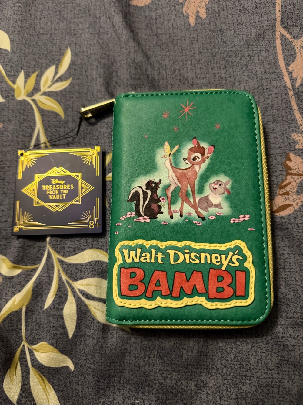Loungefly Green Bambi Zip Wallet with Gold Trim